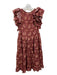 Ulla Johnson Size 10 Red Print Cotton & Viscose Blend Ruffle Cap Sleeve Dress Red Print / 10