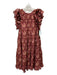 Ulla Johnson Size 10 Red Print Cotton & Viscose Blend Ruffle Cap Sleeve Dress Red Print / 10