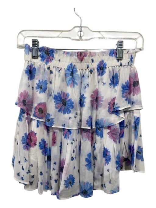 Loveshackfancy Size XS White, Blue, Multi Viscose & Polyester Tiered Skirt White, Blue, Multi / XS