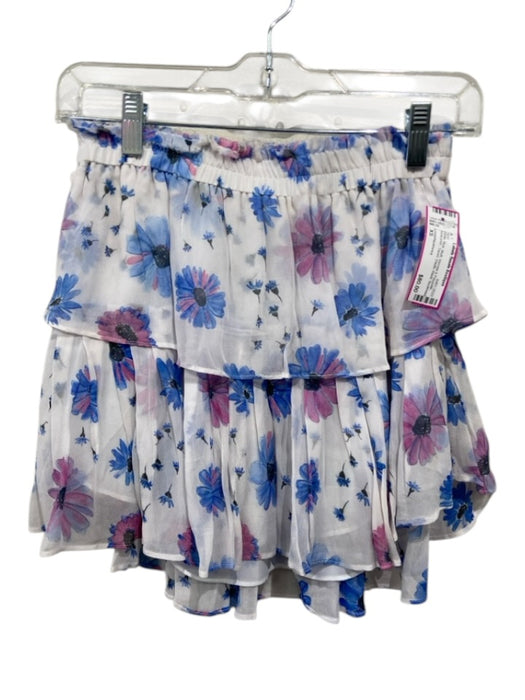 Loveshackfancy Size XS White, Blue, Multi Viscose & Polyester Tiered Skirt White, Blue, Multi / XS