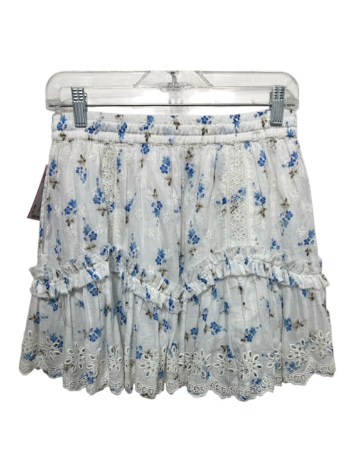 Loveshackfancy Size S White, BLue, Brown Cotton Eyelets Floral Print Skirt White, BLue, Brown / S