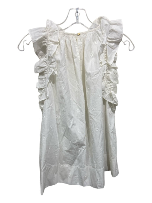 Ulla Johnson Size 8 White Cotton embroidered floral Ruffle Neckline Top White / 8