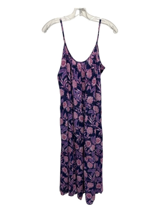 XiRENA Size M navy, purple, white Cotton floral print Spaghetti Strap Dress navy, purple, white / M