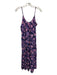 XiRENA Size M navy, purple, white Cotton floral print Spaghetti Strap Dress navy, purple, white / M