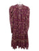 Ulla Johnson Size 10 Purple, Brown, Multi Silk Abstract Print Long Sleeve Dress Purple, Brown, Multi / 10