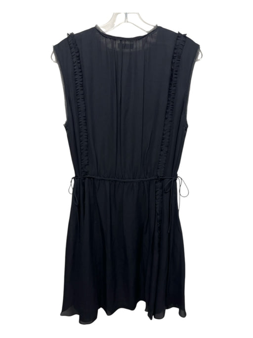 Jason Wu Size 10 Black Silk Ruffle Detail Sleeveless Drawstring Waist Dress Black / 10