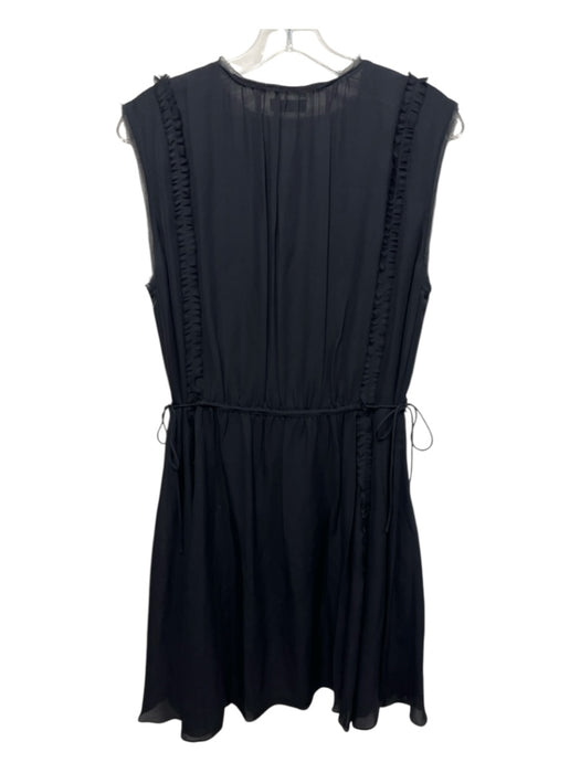 Jason Wu Size 10 Black Silk Ruffle Detail Sleeveless Drawstring Waist Dress Black / 10