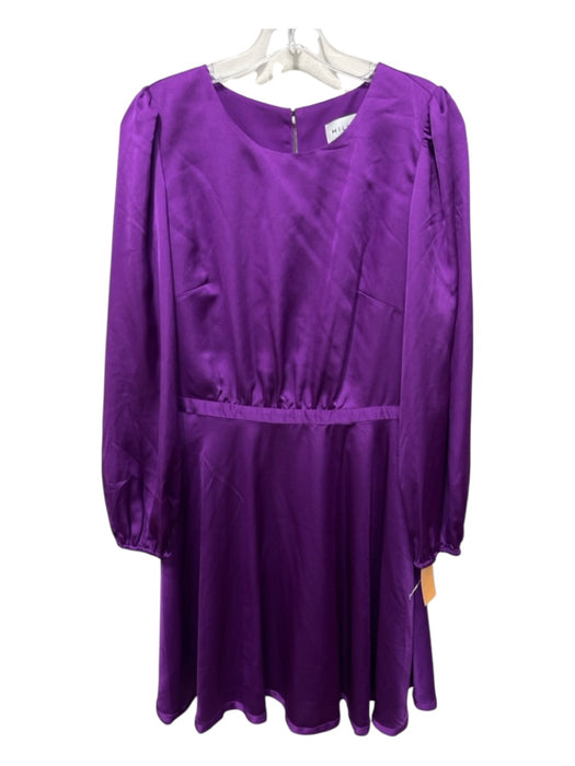 Milly Size 10 Purple Polyester Long Sleeve Back Zip Dress Purple / 10