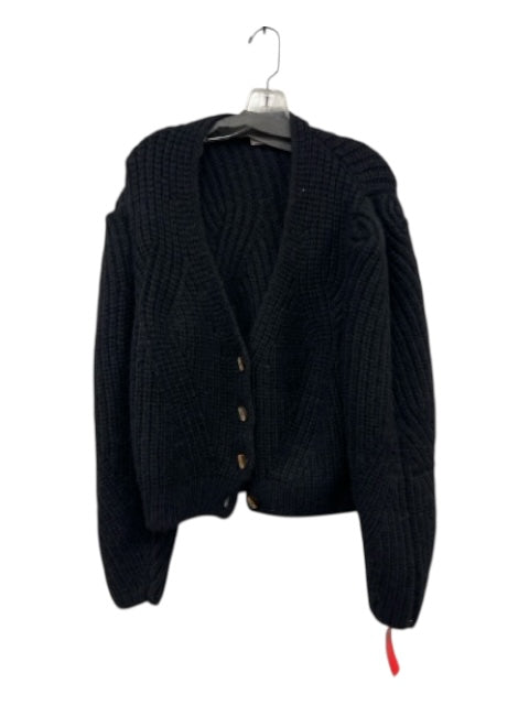 Ulla Johnson Size M Black Baby Alpaca & Acrylic Buttons Chunky Knit Cardigan Black / M