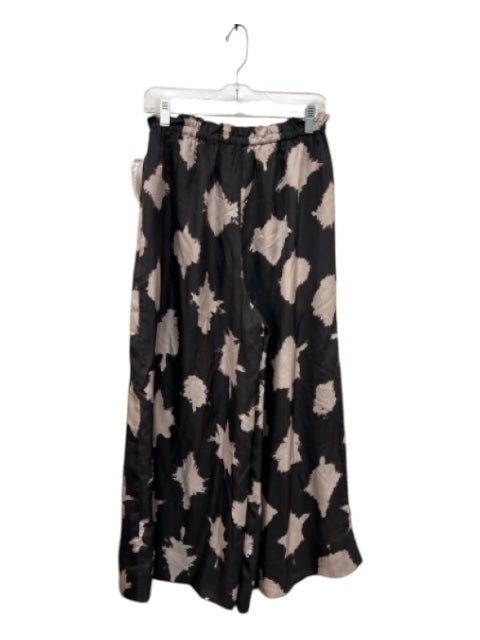 Ulla Johnson Size 10 Black & Pink Silk Elastic Waistband Bleach Dye Pants Black & Pink / 10