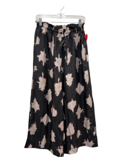 Ulla Johnson Size 10 Black & Pink Silk Elastic Waistband Bleach Dye Pants Black & Pink / 10