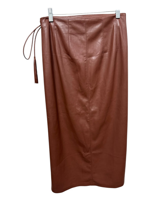 Mother Size L Brown PU Leather Wrap Tassel Detail Maxi Skirt Brown / L