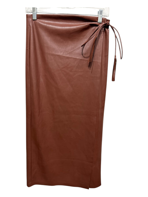 Mother Size L Brown PU Leather Wrap Tassel Detail Maxi Skirt Brown / L