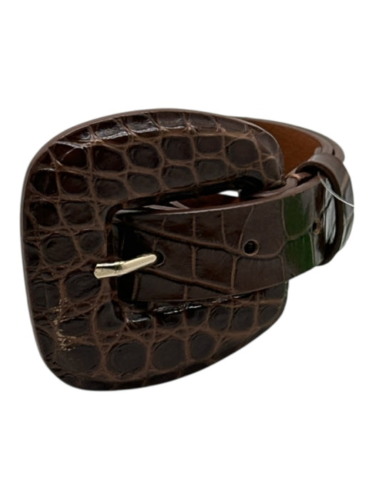 Veronica Beard Brown Leather Crocodile Belts Brown / L