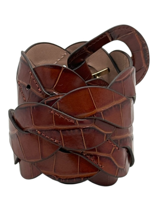 Loeffler Randall Brown Leather Crocodile Interwoven Belts Brown