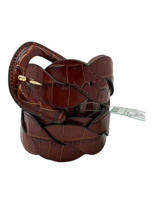 Loeffler Randall Brown Leather Crocodile Interwoven Belts Brown