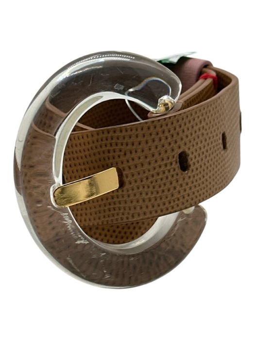 Lizzie Fortunato Beige, Brown, Pink Leather Crocodile Acetate Belts Beige, Brown, Pink / M/L