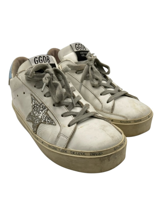 Golden Goose Shoe Size 37 White, Silver, Blue Leather Sparkle detail Sneakers White, Silver, Blue / 37