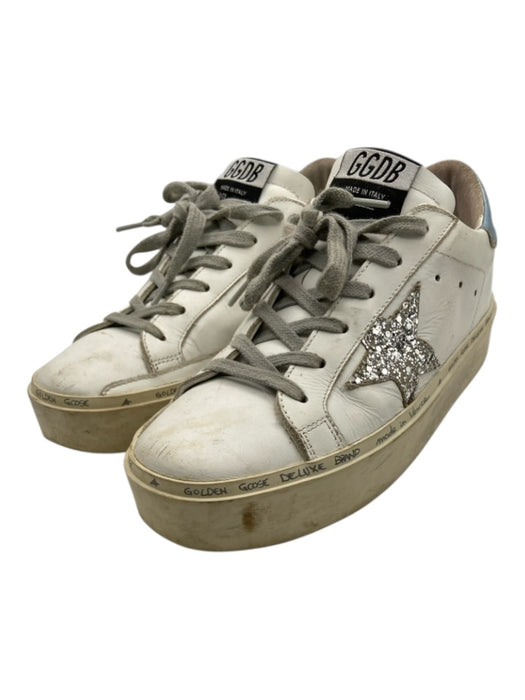 Golden Goose Shoe Size 37 White, Silver, Blue Leather Sparkle detail Sneakers White, Silver, Blue / 37