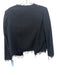 IRO Size 00P Black Cotton Blend Long Sleeve Boucle Fringe Open Front Jacket Black / 00P