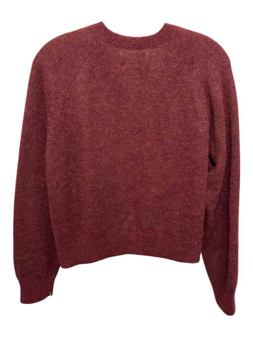 Doen Size Medium Burgundy Red Alpaca Blend Long Sleeve Button Neck Knit Sweater Burgundy Red / Medium