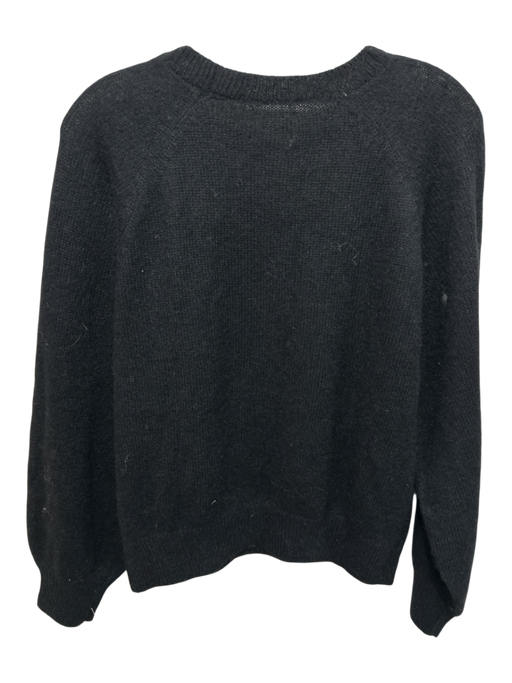Doen Size Medium Black Wool Blend Long Sleeve Knit Ribbed Crew Neck Sweater Black / Medium