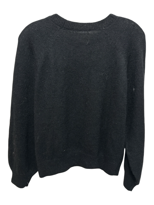 Doen Size Medium Black Wool Blend Long Sleeve Knit Ribbed Crew Neck Sweater Black / Medium