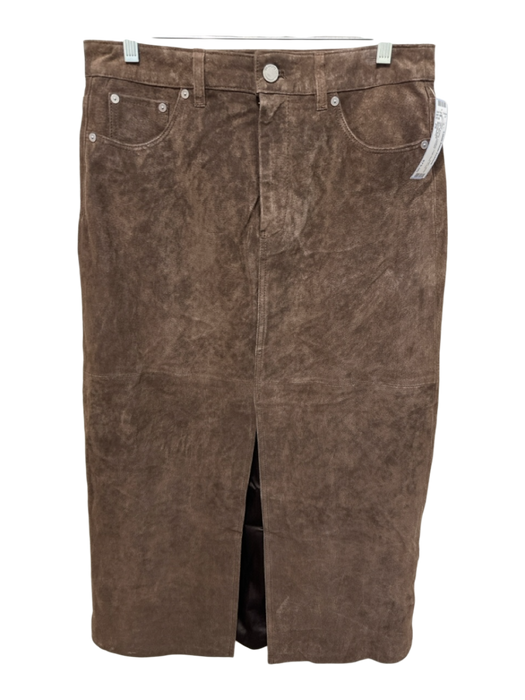 BlankNYC Size 29 Dark Brown Leather High Rise Front Slit Maxi Skirt Dark Brown / 29