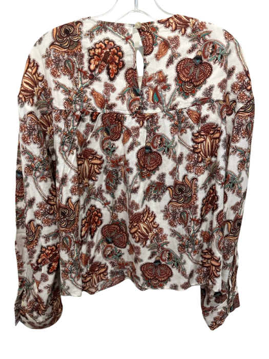Ulla Johnson Size 10 Orange, Yellow, Blue Wool Blend Long Sleeve Floral Top Orange, Yellow, Blue / 10