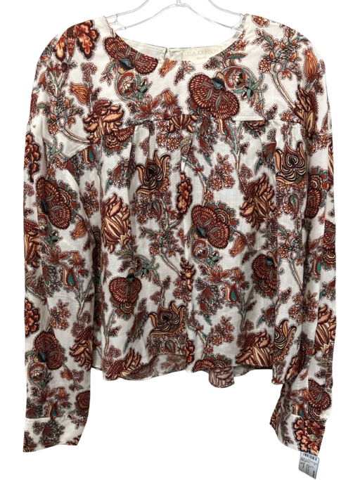 Ulla Johnson Size 10 Orange, Yellow, Blue Wool Blend Long Sleeve Floral Top Orange, Yellow, Blue / 10
