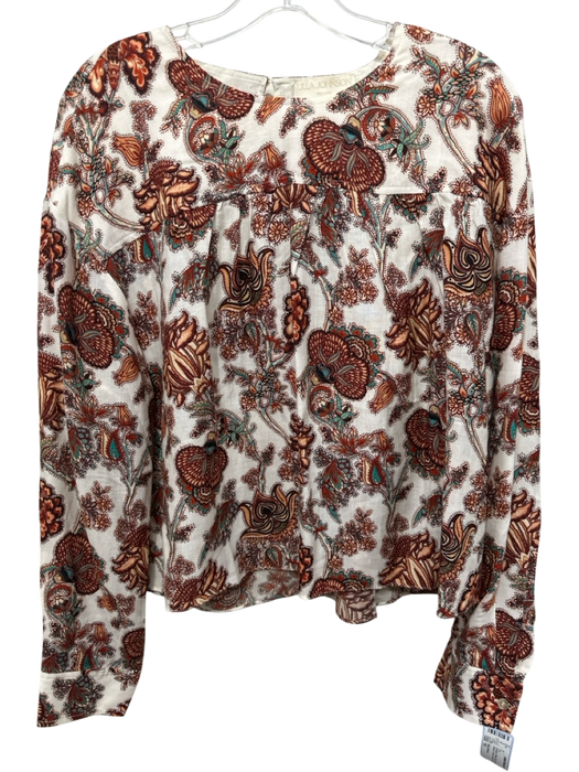 Ulla Johnson Size 10 Orange, Yellow, Blue Wool Blend Long Sleeve Floral Top Orange, Yellow, Blue / 10