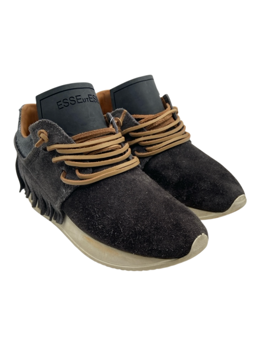 Esse Ut Esse Shoe Size 37 Faded Black Leather Upper Lace Up Fringe Sneakers Faded Black / 37