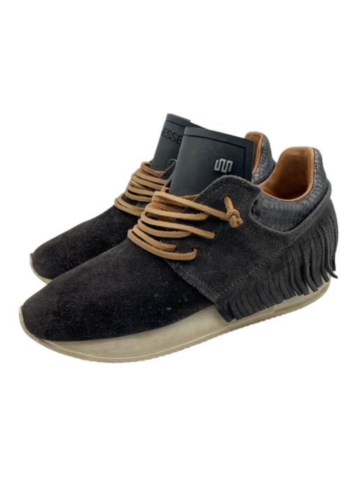 Esse Ut Esse Shoe Size 37 Faded Black Leather Upper Lace Up Fringe Sneakers Faded Black / 37