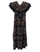 Ulla Johnson Size 8 Black, Brown & Blue Cotton Cap Sleeve Floral Lace Trim Dress Black, Brown & Blue / 8
