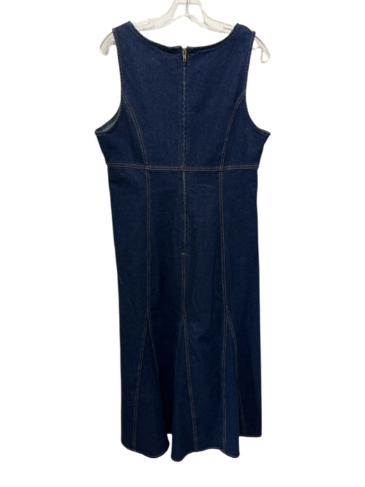 Rails Size L Med Dark Wash Cotton Denim Sleeveless Contrast Stitch Maxi Dress Med Dark Wash / L