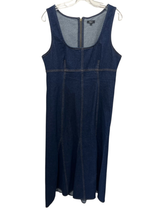 Rails Size L Med Dark Wash Cotton Denim Sleeveless Contrast Stitch Maxi Dress Med Dark Wash / L