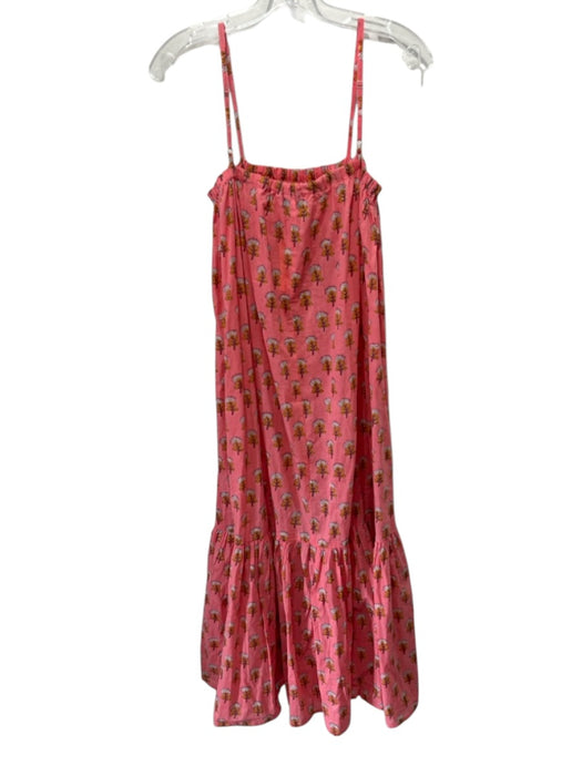 J. Crew Size M Orange, Yellow & White Cotton Spaghetti Strap Floral Maxi Dress Orange, Yellow & White / M