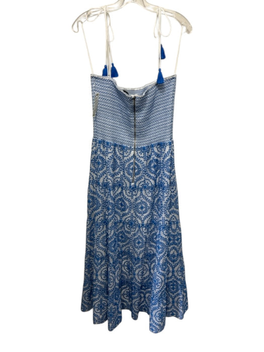 Alice + Olivia Size 10 Blue & White Polyester Spaghetti Strap Smocked Top Dress Blue & White / 10