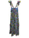 Banjanan Size M Blue, Pink & Multi Cotton Ruffle Straps Floral Tiered Maxi Dress Blue, Pink & Multi / M