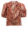 Ulla Johnson Size 8 Orange, White & Beige Cotton Short Balloon Sleeve Floral Top Orange, White & Beige / 8