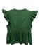 Ulla Johnson Size 10 Green Cotton Short Ruffle Sleeve V Neck Pleated Peplum Top Green / 10