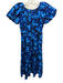 Ulla Johnson Size 10 Royal Blue & Black Cotton Short Puff Sleeve Zip Back Dress Royal Blue & Black / 10