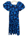 Ulla Johnson Size 10 Royal Blue & Black Cotton Short Puff Sleeve Zip Back Dress Royal Blue & Black / 10