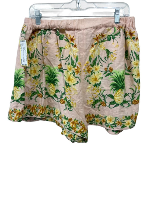 Farm Rio Size M Pink, Green & Yellow Viscose Elastic Waist Floral Shorts Pink, Green & Yellow / M