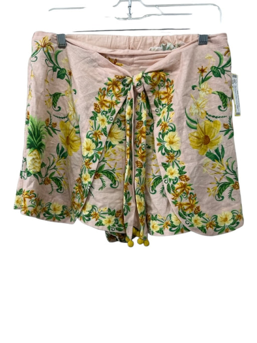 Farm Rio Size M Pink, Green & Yellow Viscose Elastic Waist Floral Shorts Pink, Green & Yellow / M