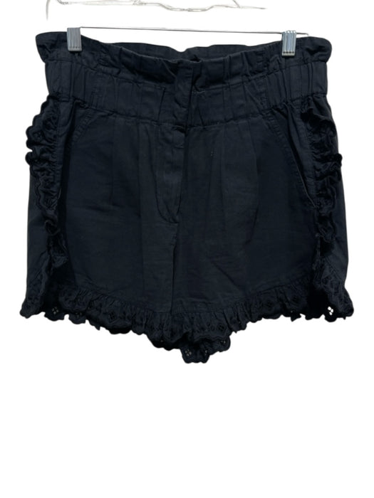 Sea New York Size 8 Black Wash Cotton Paperbag Waist scallop trim Pockets Shorts Black Wash / 8
