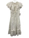 Ulla Johnson Size 10 White Cotton Cap Sleeve Eyelet V Neck Midi Dress White / 10