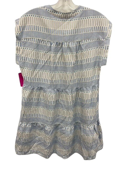 Marie Oliver Size M White & Blue Silk & Linen Cap Sleeve All Over Print Dress White & Blue / M