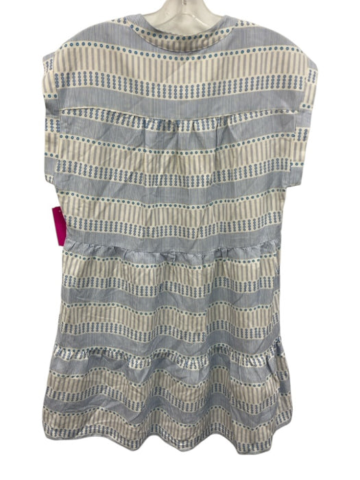 Marie Oliver Size M White & Blue Silk & Linen Cap Sleeve All Over Print Dress White & Blue / M