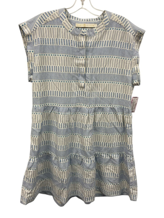 Marie Oliver Size M White & Blue Silk & Linen Cap Sleeve All Over Print Dress White & Blue / M